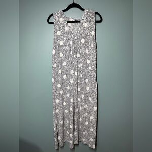 Gudrun Sjoden 100% Cotton Polka Dot Casual Sleeveless 1/4 Button Down Dress READ